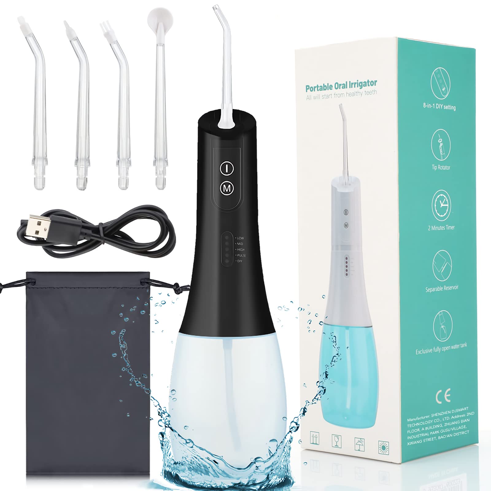 HANNEA Cordless Dental Flosser for Teeth with 200ml Detachable Water Tank, IP44 Waterproof, USB Rechargeable Dental Flosser, 3 Modes Quickly Clean the 99% Food Residues and Plaque HANNEA Cordless Dental Flosser for Teeth with 200ml Detachable Water Tank, IP44 Waterproof, USB Rechargeable Dental Flosser, 3 Modes Quickly Clean the 99% Food Residues and Plaque